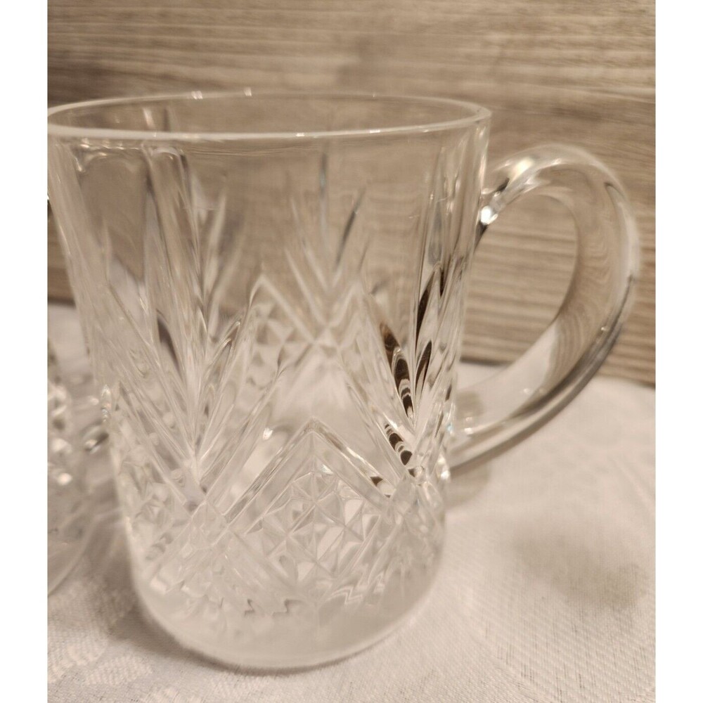 STUNNING! VINTAGE PAUL SEBASTIAN 24% GENUINE LEAD CRYSTAL MUGS FRANCE Set Of 4